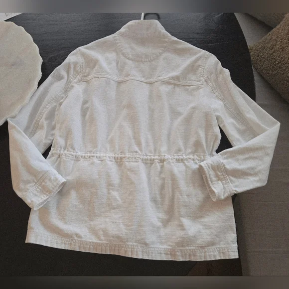 J.Crew white Utility jacket Cinch Drawstring PM Coastal Preppy Spring Summer EUC - Picture 4 of 15